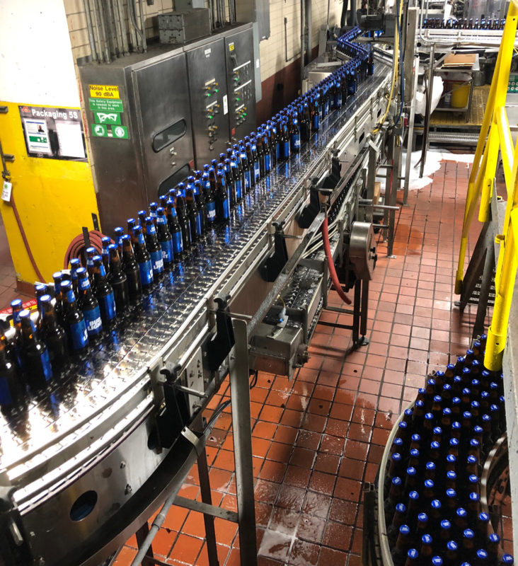 The bottling conveyer at Oland Breweries.