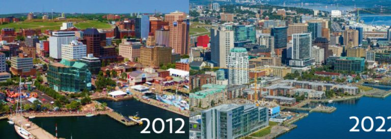 Side by side images of Halifax in 2012 vs 2022