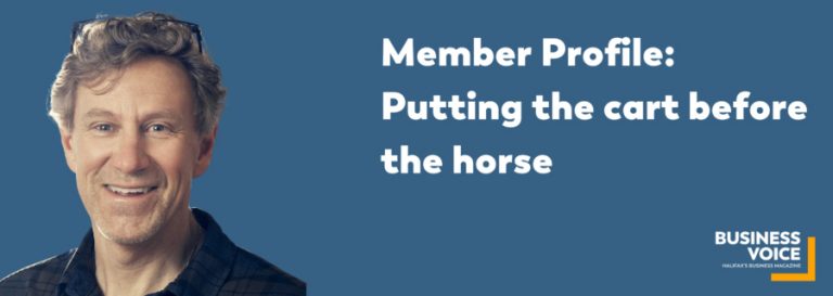 James Ingram headshot with text reading "Member Profile: Putting the cart before the horse"