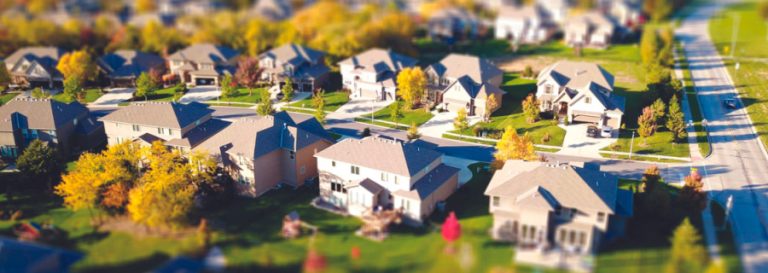 Aerial view of suburban neighbourhood
