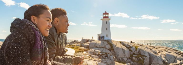 2 people enjoying Peggy's Cove
