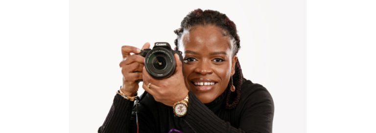 Woman holding camera